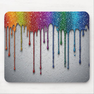 Levendige Regenboog Verf Druppels Muismat