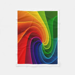 Levendige Regenboog Wervelende Abstracte Kunst Fle Fleece Deken