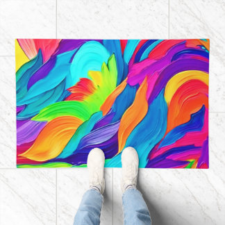 Levendige regenboog wervelt Abstracte kunst Deurmat