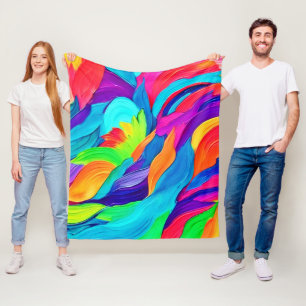 Levendige regenboog wervelt Abstracte kunst Fleece Deken