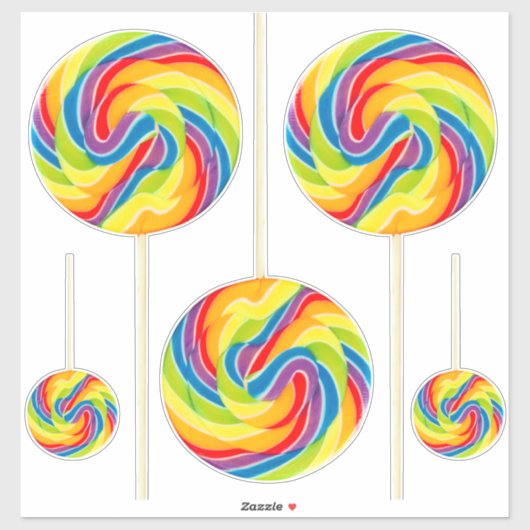 Levendige regenboogwervel lollystokjes stickers  (Vel)