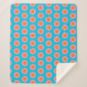 Levendige Retro 60s Turquoise Mod Flower Pattern Sherpa Deken (Voorkant)