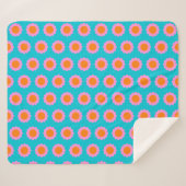 Levendige Retro 60s Turquoise Mod Flower Pattern Sherpa Deken (Voorkant (horizontaal))