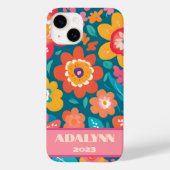 Levendige Retro Blossoms Valentijnse Tieners Cadea Case-Mate iPhone Case (Achterkant)
