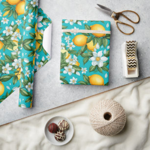 Levendige Retro Citrus Medley Kerstmis Cadeaupapier