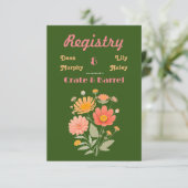 Levendige Retro Floral Registry Enclosure Kaart (Staand voorkant)