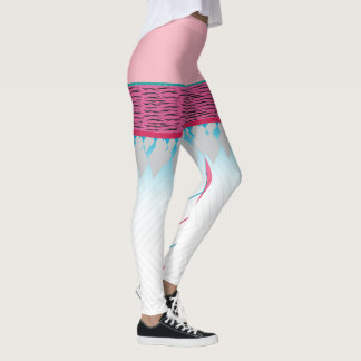 Levendige Retro Geometrische Roze & Cyaan Print Le Leggings