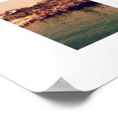 Levendige retro koraal zonsondergang Bodrum haven Poster (Hoek)