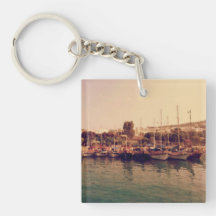 Levendige retro koraal zonsondergang Bodrum haven