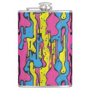 "Levendige Retro Pop Art Drip Patroon Heupfles