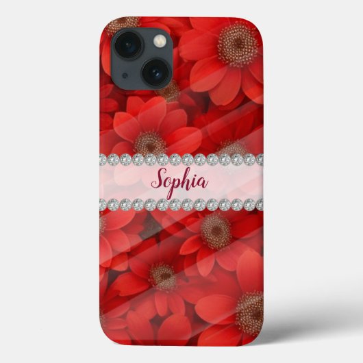 Levendige rode 3D-lijsten, diamantbloemen op maat Case-Mate iPhone Case (Achterkant)