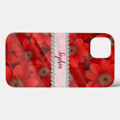 Levendige rode 3D-lijsten, diamantbloemen op maat Case-Mate iPhone Case (Achterkant (horizontaal))