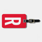 Levendige rode aangepaste monogram reizen bagagela bagagelabel (Voorkant horizontaal)