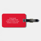 Levendige rode aangepaste monogram reizen bagagela bagagelabel (Achterkant horizontaal)