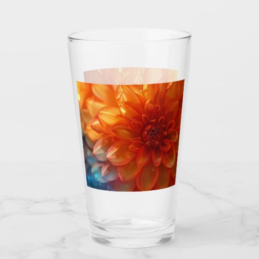Levendige rode Dahlia Flower Glass Tumbler (Voorkant)