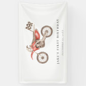 Levendige rode Dirt Bike Banner (Verticaal)