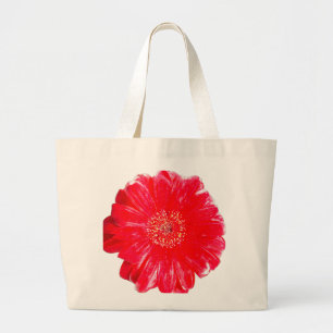 Levendige Rode Gerbera-Margriet Jumbo Boodschappen Grote Tote Bag