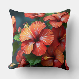Levendige Rode Hibiscus Bloemen-76894 Kussen