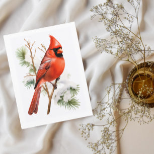 Levendige rode kardinaal in de winter - Vogel Groe Briefkaart