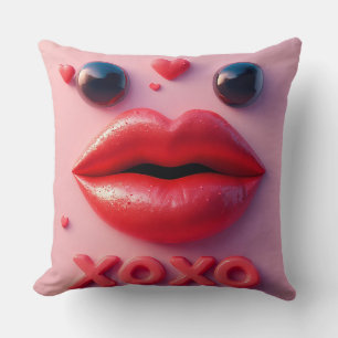Levendige rode lippen met XOXO-ontwerp Kussen