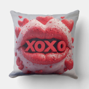 Levendige rode lippen met XOXO van romantische har Kussen