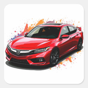 Levendige rode moderne auto vierkante sticker