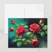 Levendige rode rozen briefkaart (Voorkant / Achterkant)