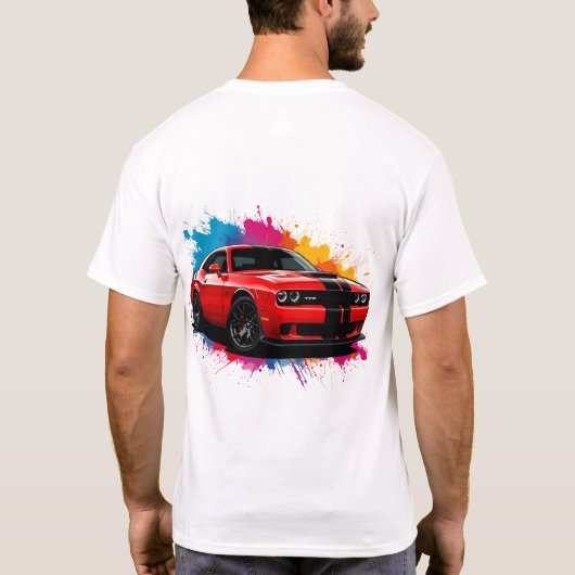 Levendige rode spier auto t-shirt (Achterkant)