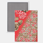 Levendige rode stof met ingewikkelde bloemen en magneet (Voorkant / Achterkant)