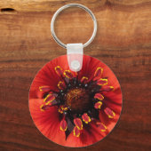Levendige rode tuinbloem sleutelhanger (Voorkant)