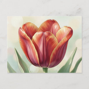 Levendige rode tulp bloemkunst briefkaart