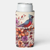 Levendige rode vogel & wilde bloem botanische natu (Seltzer Voorkant)