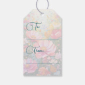 Levendige romantische bloementuin verjaardag cadeaulabel (Achterkant)