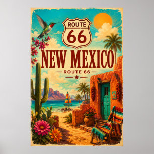 Levendige Route 66 New Mexico Zuidwest Kunst Poster