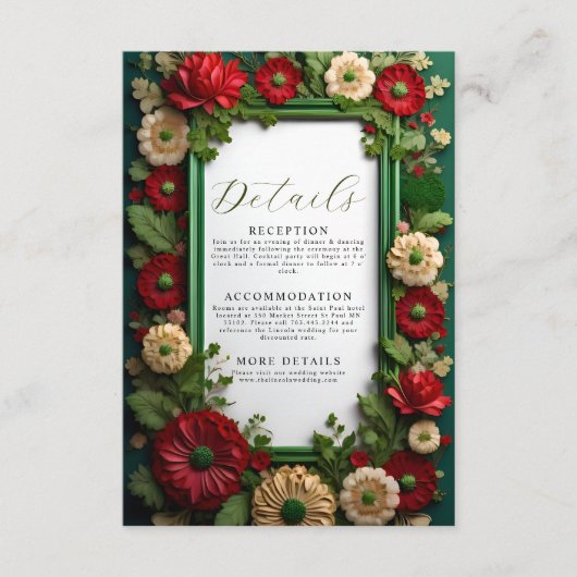 Levendige Royal Green Bouquet Details Kaart behuiz (Voorkant)