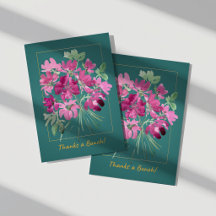 Levendige roze aquarel bloem bedankkaart