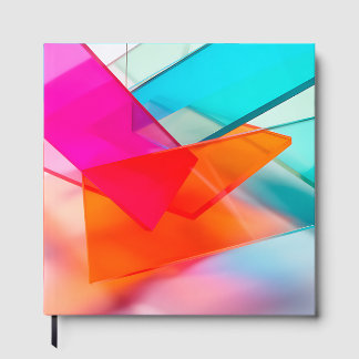 Levendige Roze Blauwe Moderne Geometrische Lagen Gastenboek