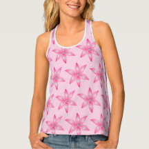 Levendige roze bloemen over de hele Tanktop