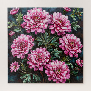 Levendige Roze Chrysanten Legpuzzel