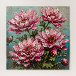 Levendige roze chrysanthemum bloemen legpuzzel