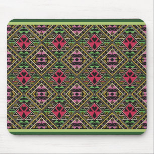 Levendige Roze en Groene Abstracte Fabric Art Muismat