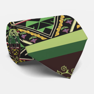 Levendige Roze en Groene Abstracte Fabric Art Stropdas