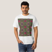 Levendige Roze en Groene Abstracte Fabric Art T-shirt (Voorkant volledig)