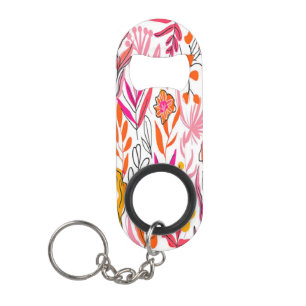 Levendige roze en Oranje bloemenpatronen Mini Flessenopener