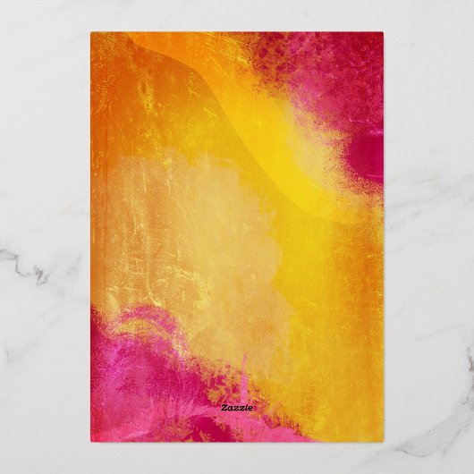 Levendige roze en Oranje textuur bruiloft Folie Uitnodiging (Achterkant)