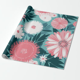 Levendige roze en witte bloemensymfonie cadeaupapier