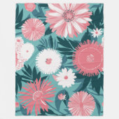 Levendige roze en witte bloemensymfonie fleece deken (Voorkant)