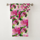 Levendige roze en witte impatiens Vloeiend Patroon Bad Handdoek (Insitu)
