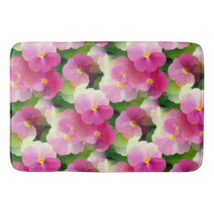 Levendige roze en witte impatiens Vloeiend Patroon Badmat