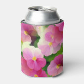 Levendige roze en witte impatiens Vloeiend Patroon Blikjeskoeler (Blikje Voorkant)